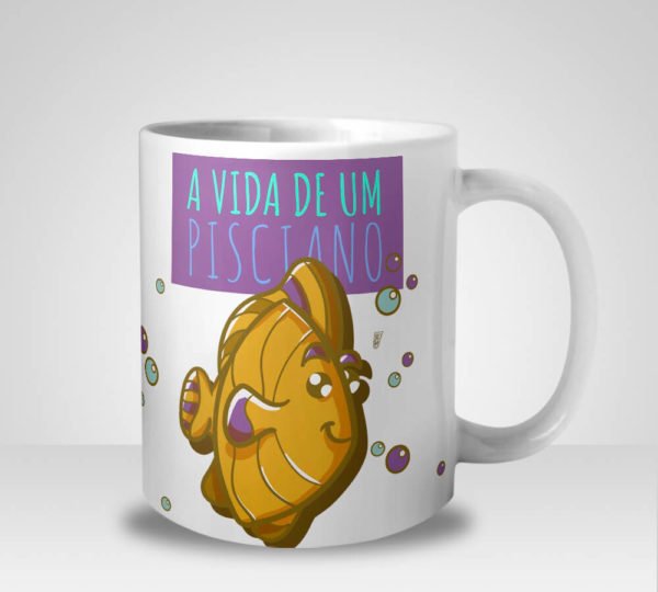 Caneca A Vida de Um Pisciano (Signo de Peixes)