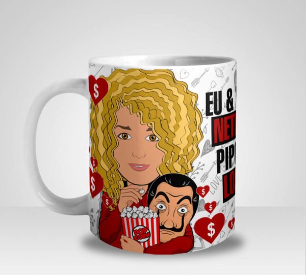 Caneca Eu & Você + Netflix + Pipoca = Love Denver e Mônica