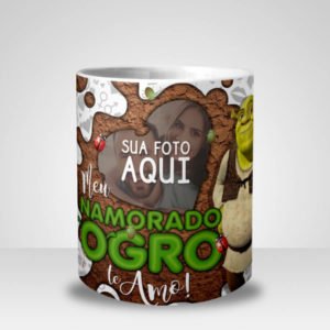 Caneca Shrek Meu Namorado ogro Te Amo com Foto