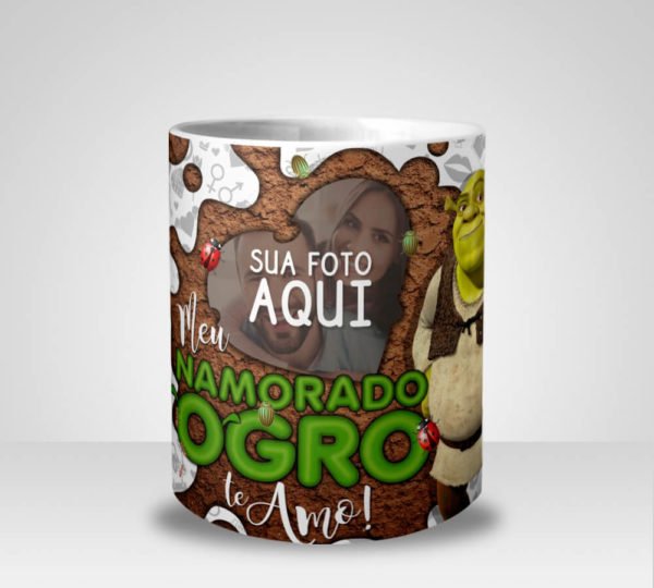 Caneca Shrek Meu Namorado ogro Te Amo com Foto