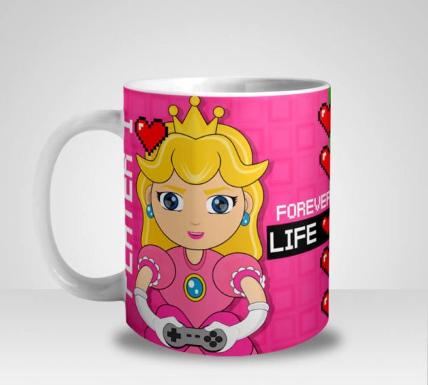 Caneca Super Mario Bros e Princesa Gamers