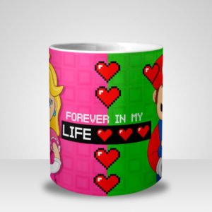 Caneca Super Mario Bros e Princesa Gamers