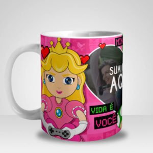 Caneca Super Mario Bros e Princesa Gamers com Foto