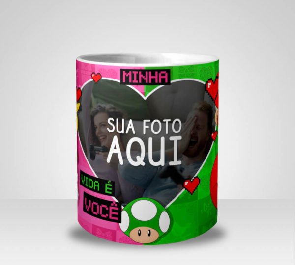 Caneca Super Mario Bros e Princesa Gamers com Foto