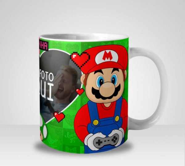 Caneca Super Mario Bros e Princesa Gamers com Foto