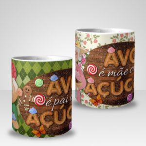 Kit 2 Canecas Avós Pai e Mãe com Açúcar