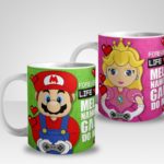 Kit 2 Canecas Mario e Princesa Melhores Namorados Gamers